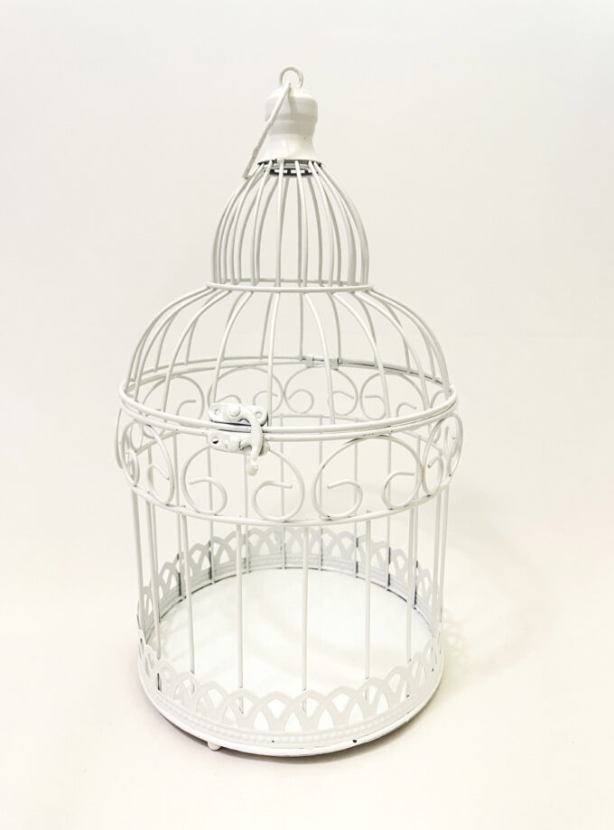 Bílá kovová klec