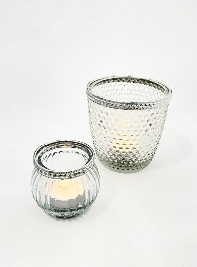 Svícen broušené sklo na čajovou svíčku menší