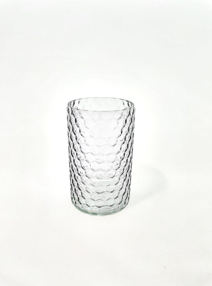 Skleněná váza šedá broušené sklo